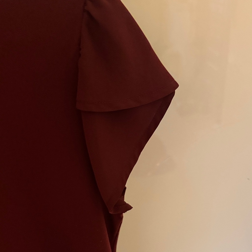 41 Hawthorn Deep Red Ruffle Sleeve Top - Picture 5 of 6
